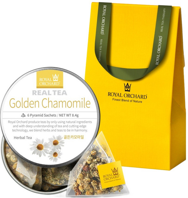 로얄오차드 골든카모마일 실버틴 싱글팩 차 티백 + 기프트박스 선물세트, 티백 6p + 기프트박스, 1세트