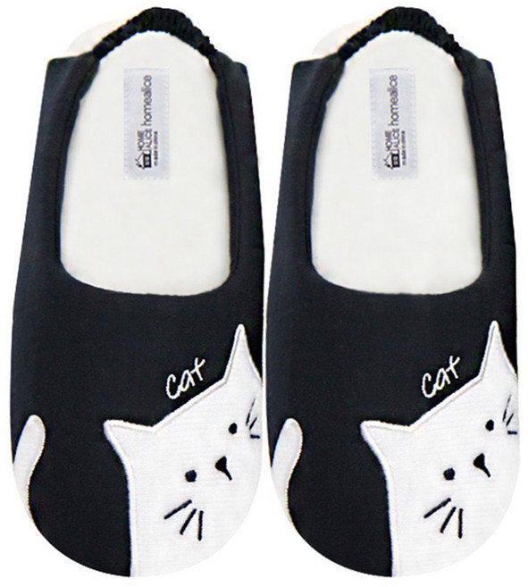 HOME ALICE 小白貓室內鞋襪套, 海軍藍, 1雙