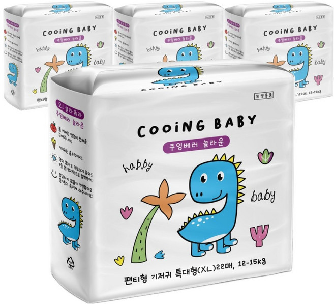 Cooing 베러 놀라운 팬티형 기저귀 남여공용, 특대형(XL), 88매