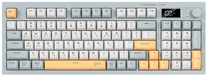 지클릭커 오피스프로 사일런스 M RGB 풀윤활 무소음 94키 LCD 블루투스 유무선 키보드, Navy Blue RC1, WK50, 제조사축