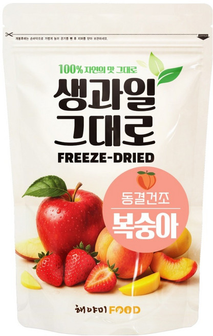 해야미 생과일 그대로 동결건조 복숭아, 1개, 100g