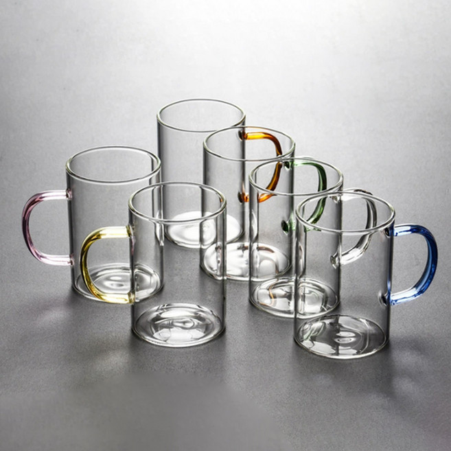 앞날창창 홈카페 아이스 커피 내열 유리 머그컵 300ml 6종, 혼합색상, 1세트