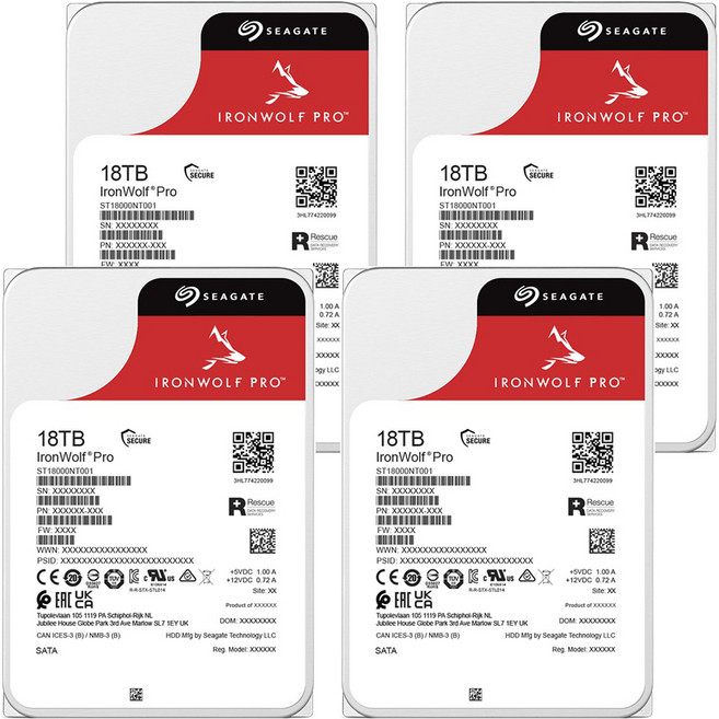 씨게이트 IronWolf PRO NAS용 HDD 4p, ST18000NT001, 18TB