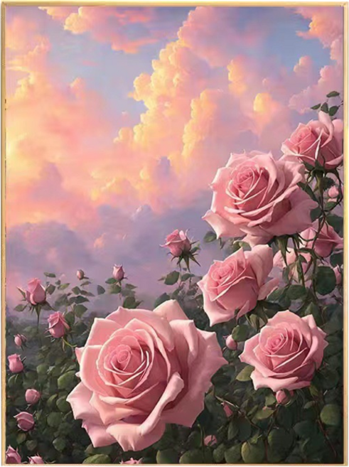 비엠디자인 화려한 러블리 보석십자수 30 x 40 cm, 핑크 로즈, 1개