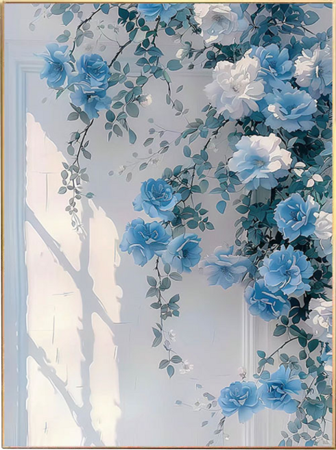 비엠디자인 플라워 소중한 십자수 50 x 65 cm, 블루 로즈, 1개