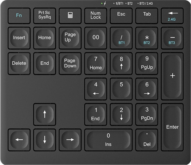 아이노트 멀티페어링 블루투스 무선 키패드, 블랙, KN10B, 제조사축