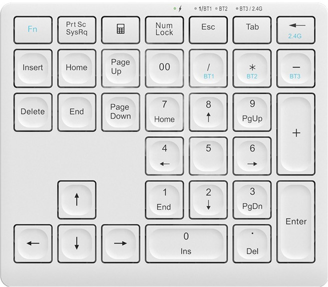 아이노트 멀티페어링 블루투스 무선 키패드, 화이트, KN10B, 제조사축
