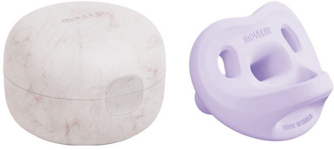 모윰 유아용 올 실리콘 마카롱 쪽쪽이 + 전용케이스 세트, 2단계(3~6개월), 타로밀크, 1세트