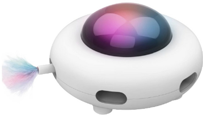寵物電動猫玩具 羽毛逗貓UFO造, UFO造型 白色 + 黑色, 1個