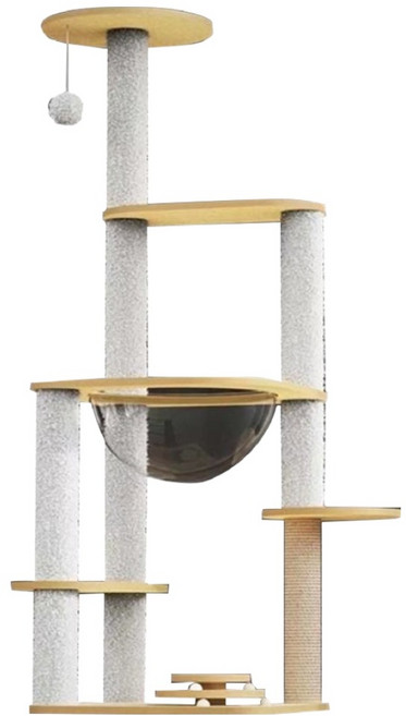 SkyLife 貓跳台 ZK-B 115cm, 白色 + 原木色, 1個