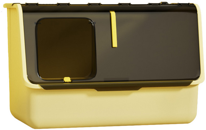 UrbanPaw 守愛前艙口超大全封閉貓砂盆, 1個, 黑黃色