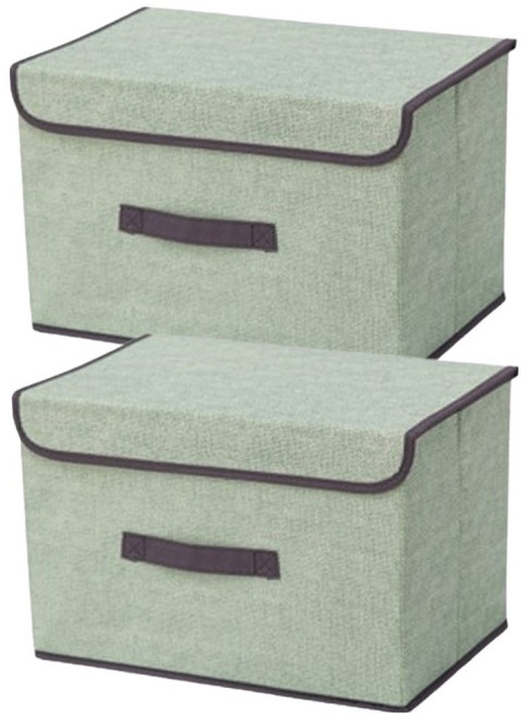 팔라리빙 접이식 덮개형 수납박스, 2개, 그린