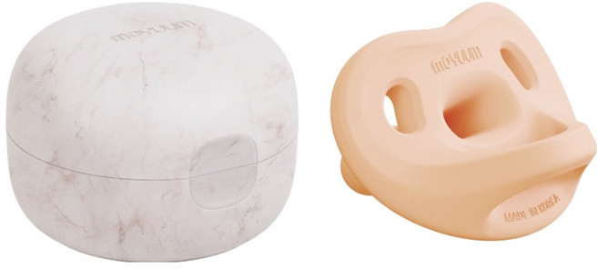 모윰 유아용 올 실리콘 마카롱 쪽쪽이 + 전용케이스 세트, 1단계(1~3개월), 아프리콧, 1세트