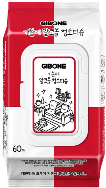기본에 알코올 청소티슈 캡형 60매, 1개