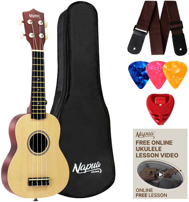 나푸아 입문용 우쿨렐레 초보 패키지 세트 NU330S N, 소프라노, 1개