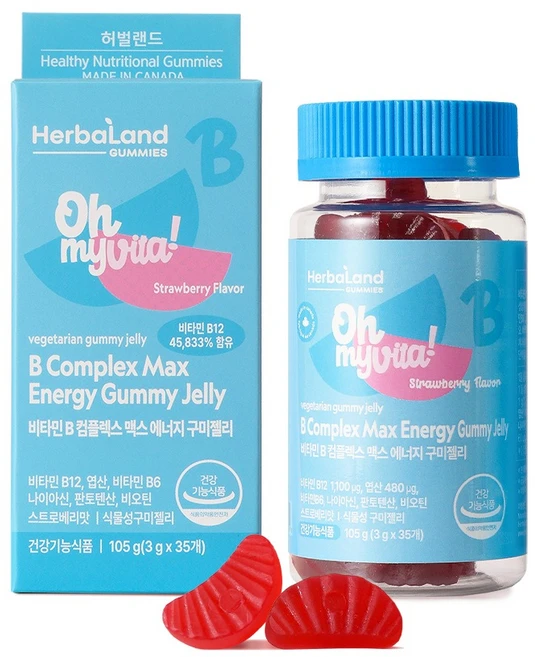 허벌랜드 비타민 B 컴플렉스 맥스 에너지 구미젤리 105g, 35정, 1개 - 쿠팡