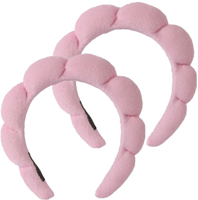 난리시스터즈 귀여운 헤어 세안밴드, 2개, 핑크 구름 머리띠