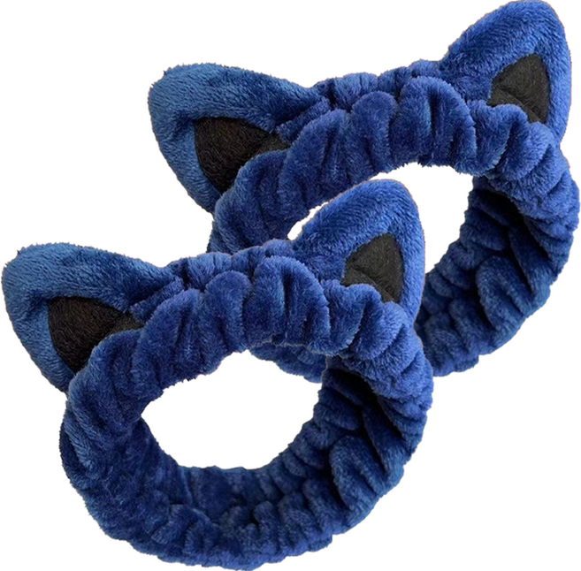 난리시스터즈 고양이귀 세안밴드, 2개, 네이비