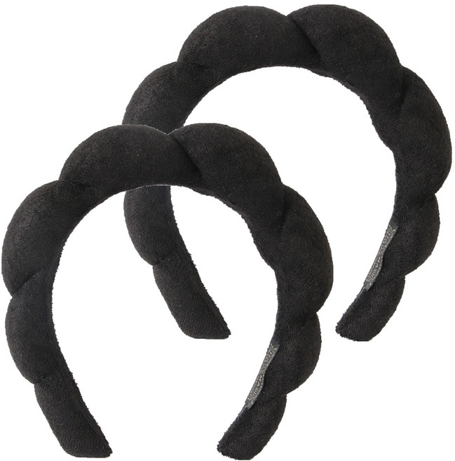 난리시스터즈 귀여운 헤어 세안밴드, 2개, 블랙 클라우드 머리띠