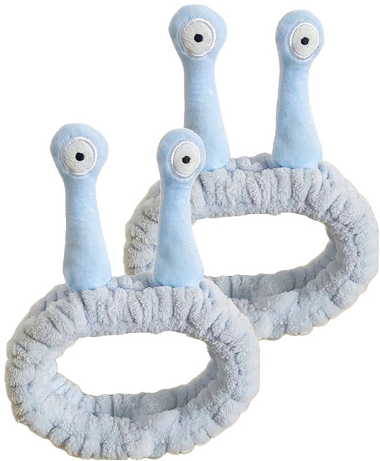 난리시스터즈 귀여운 헤어 세안밴드, 2개, 블루 달팽이