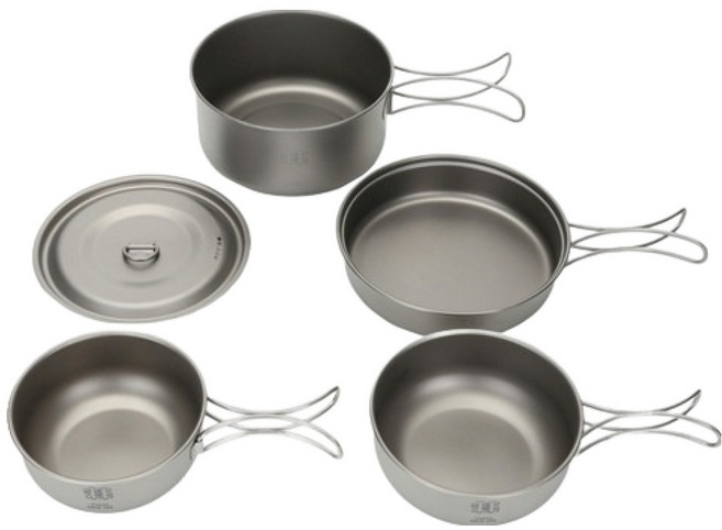 KOLON SPORT 鈦金屬單人炊具 KEXEX24181TIT 5件組, 銀色, 1套