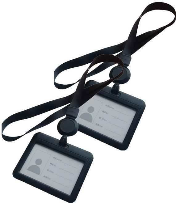 미소로운 가로 세로 양면 투명 길이조절 카드 케이스, 가로형 블랙, 2개