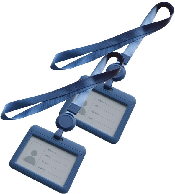 미소로운 가로 세로 양면 투명 길이조절 카드 케이스, 가로형 스카이블루, 2개