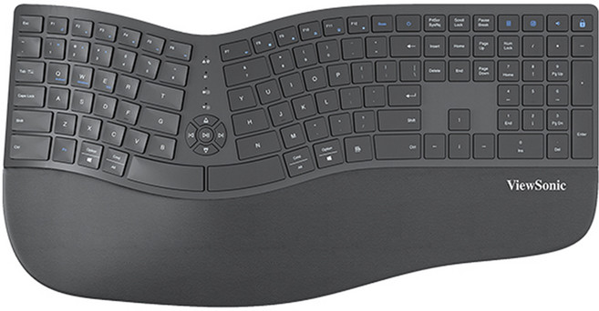 ViewSonic 優派 人體工學藍牙無線薄膜鍵盤, KW980, 黑色, 製造商軸