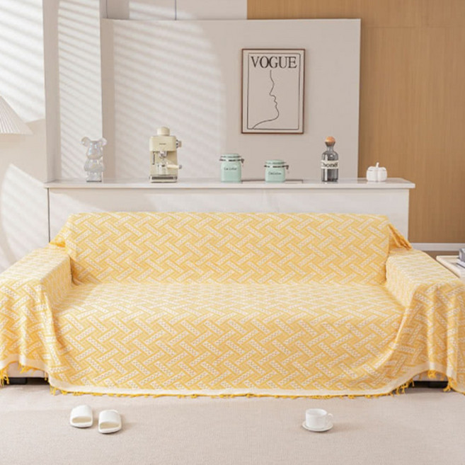 寢室安居 沃爾格高密織防貓抓四季沙發罩, 狄蜜特 黃色, 1個