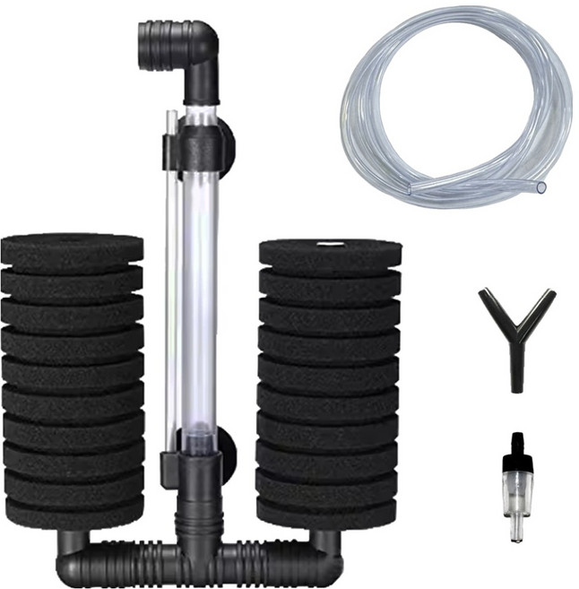 샘아쿠아 리프레쉬 스펀지 여과기 sam-2822 + 역류방지기 + 호스 3m + Y자 세트, 1세트