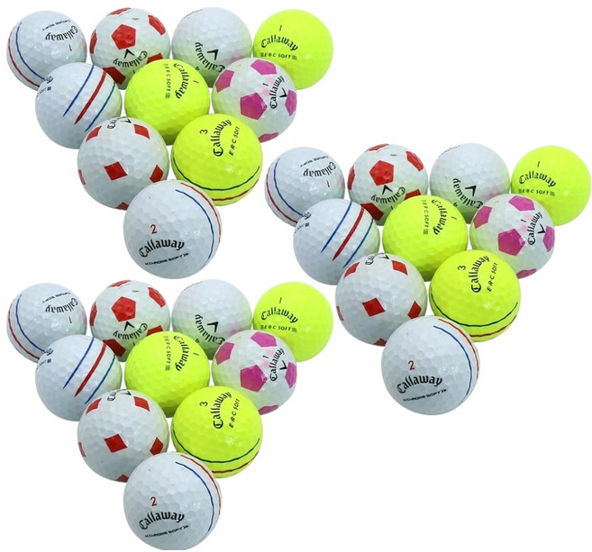Callaway 卡拉威 Unique Epic Chrome Soft&ERC系列二手混合高爾夫球 A-級, 1組, 30顆, 混色