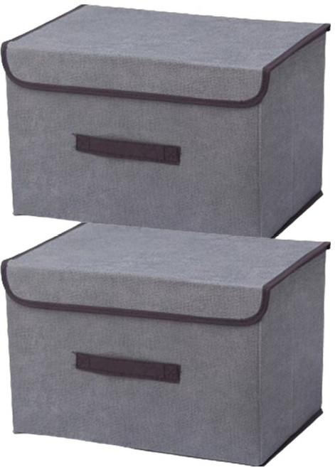 팔라리빙 접이식 덮개형 수납박스, 2개, 그레이