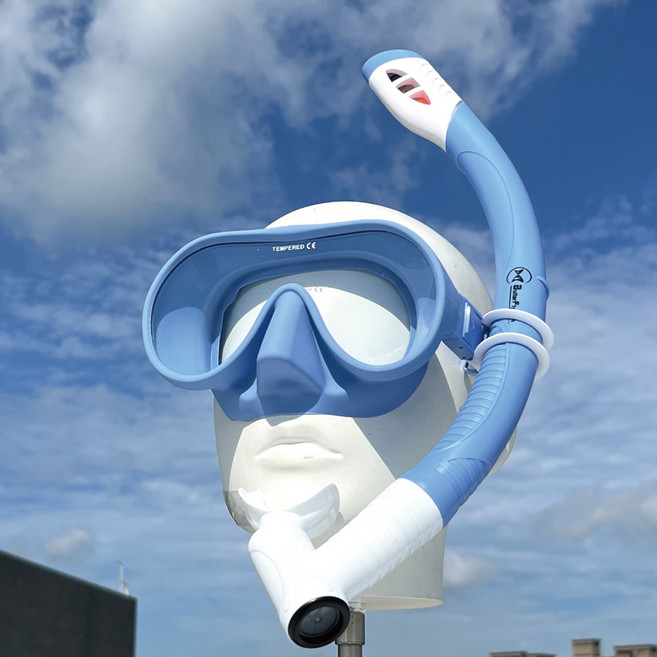 ButterFly Fish 蝴蝶魚 兒童青少年潛水面鏡 + 乾濕兩用呼吸管 10~18Y 附面鏡盒 MKC2501, 藍色