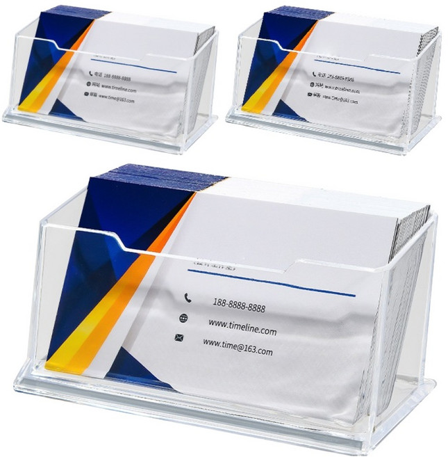 제이제이 아크릴 명함 거치대 투명, 3개, 1단