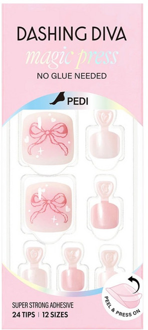 데싱디바 매직프레스 페디 실키 리본 세트, 핑크 + 코랄, 1개