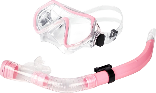LIVESPO 極限浮潛呼吸管組, 粉色/白色