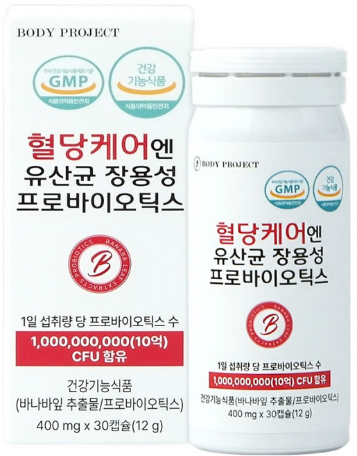 바디프로젝트 혈당케어엔유산균 장용성 프로바이오틱스 400mg, 1개, 30정