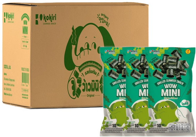 kokiri 코끼리 와우 미니롤 김스낵 오리지널, 36개, 10g