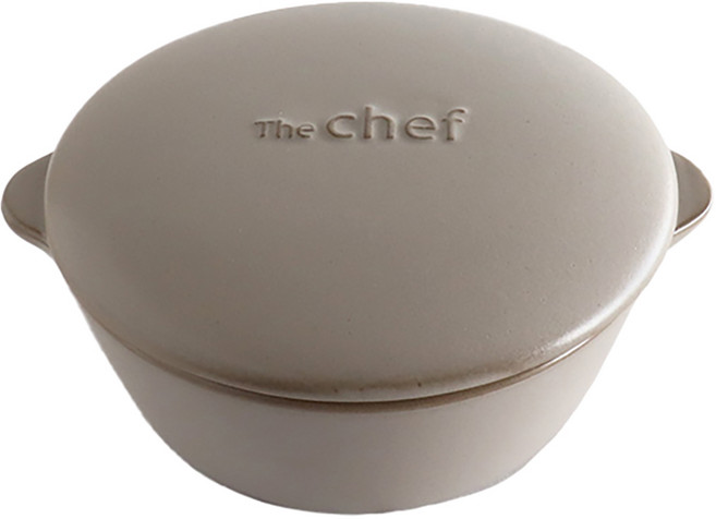SALIU The chef 多功能耐熱陶製萬用圓鍋 附蓋 mini, 13.6cm, 暖灰色, 1個