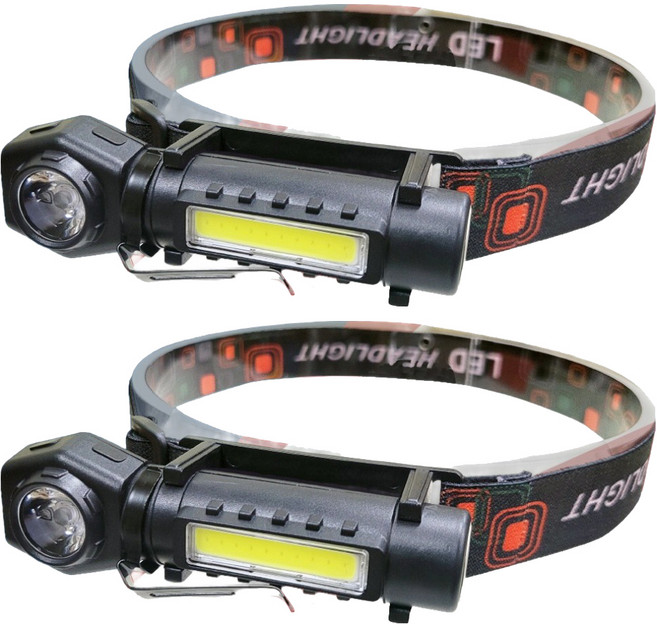 明沛 組合式雙功能 頭燈手電筒 MP9355 57g, 黑色, 2個