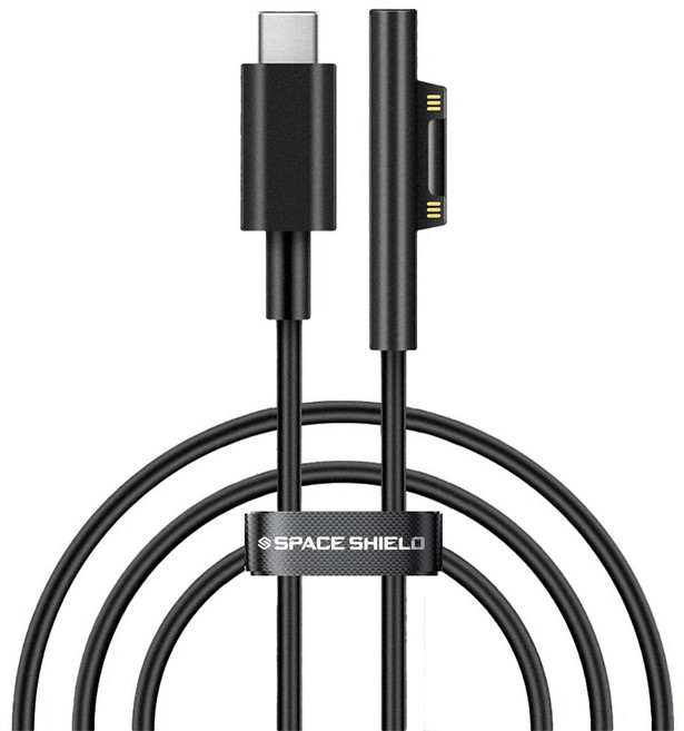 스페이스쉴드 마이크로소프트 서피스 호환 45W USB-C Type 커넥트 고속 충전 케이블, 블랙, 1개, 1.8m