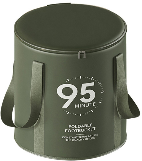 Jebyitd 5層保溫折疊泡腳桶 附收納袋 37 x 32cm, 1個, 油墨綠