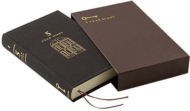 미도리 디자인필 5년 일기장 MD 노트 만년 다이어리, 블랙, 1개