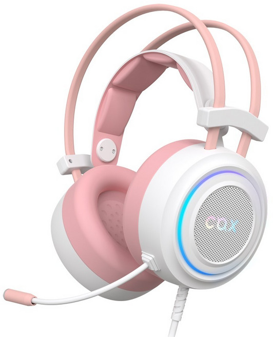 COX 최강비 MEGA-CUP 가상 7.1 RGB 진동 게이밍 헤드셋, Pink, CX-4
