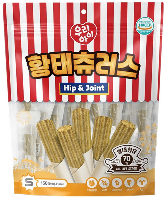 데이스포 강아지 우리아이 츄러스 S, 1개, 150g, 황태