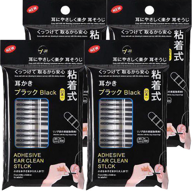 AHOYE 一次性自黏式掏耳棉花棒, 20支, 4包