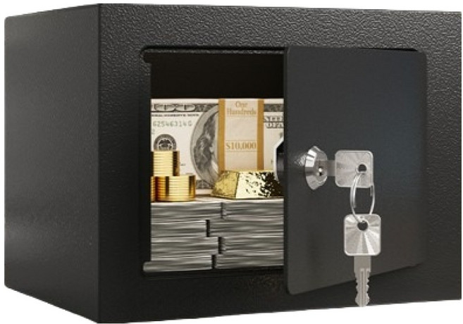 올이즈유 강철 가정용 금고 230 x 170 x 170 mm, 블랙