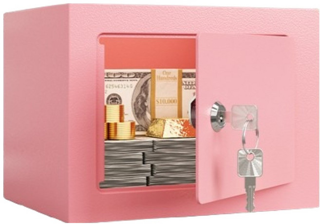 올이즈유 강철 가정용 금고 230 x 170 x 170 mm, 핑크