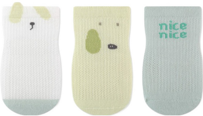 유아용 미끄럼방지 슈크림 매쉬 양말 3족 세트