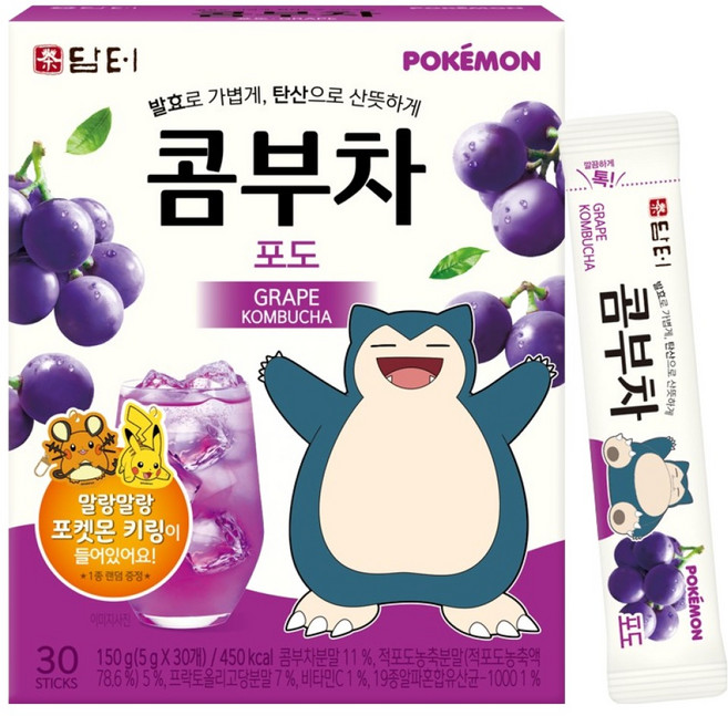 담터 포켓몬 콤부차 포도, 5g, 30개입, 1개